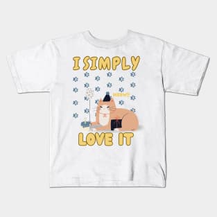 I Simple  love it cute cat t-shirt Kids T-Shirt